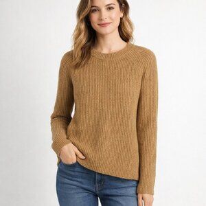 BP Ribbed Knit Sweater – Caramel Brown Crewneck, Women’s Size M